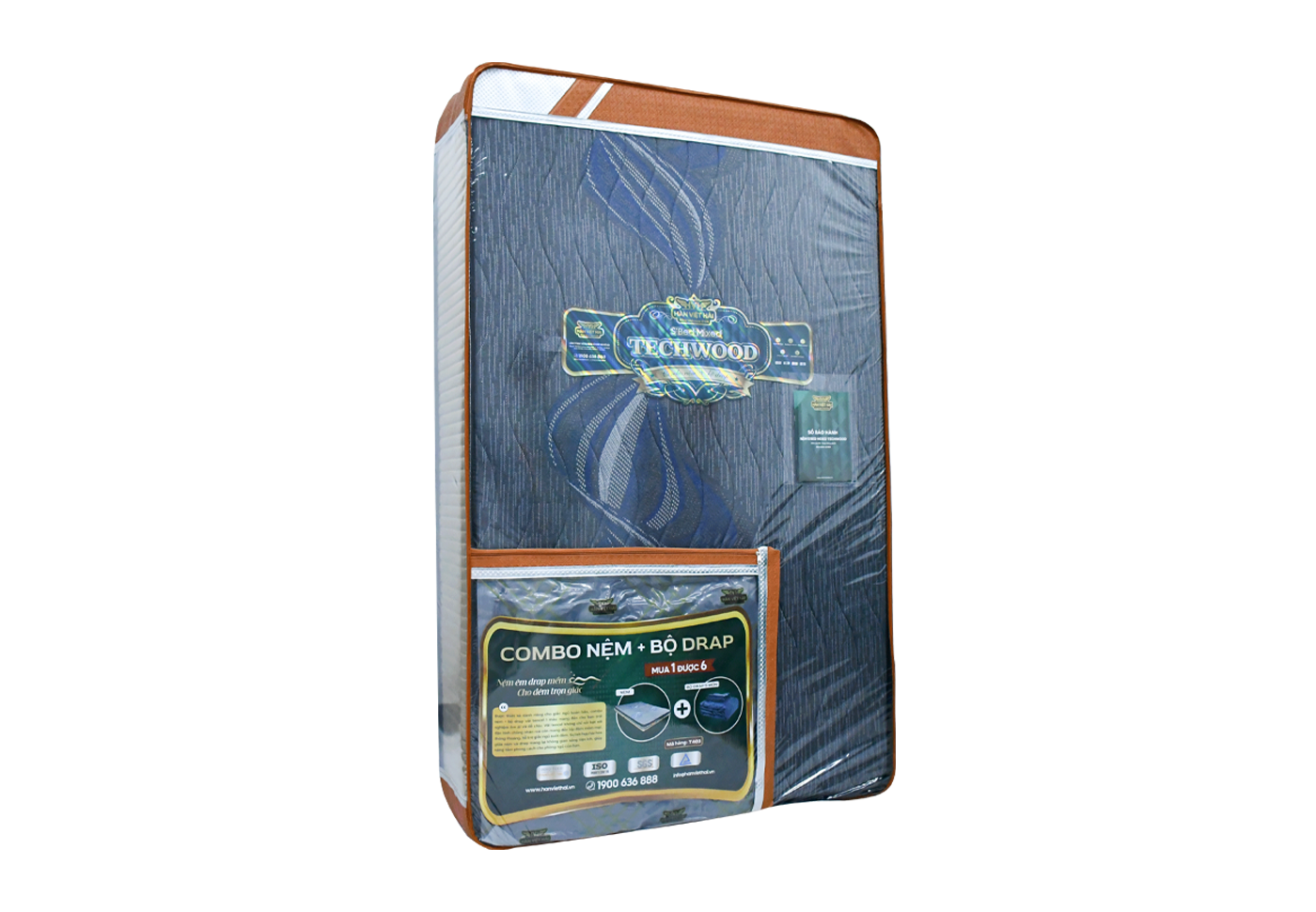 Nệm cặp đôi tổng hợp 3 viền ngáp S’BED MIXED INGGO/TECHWOOD, Vải tencel 1 màu