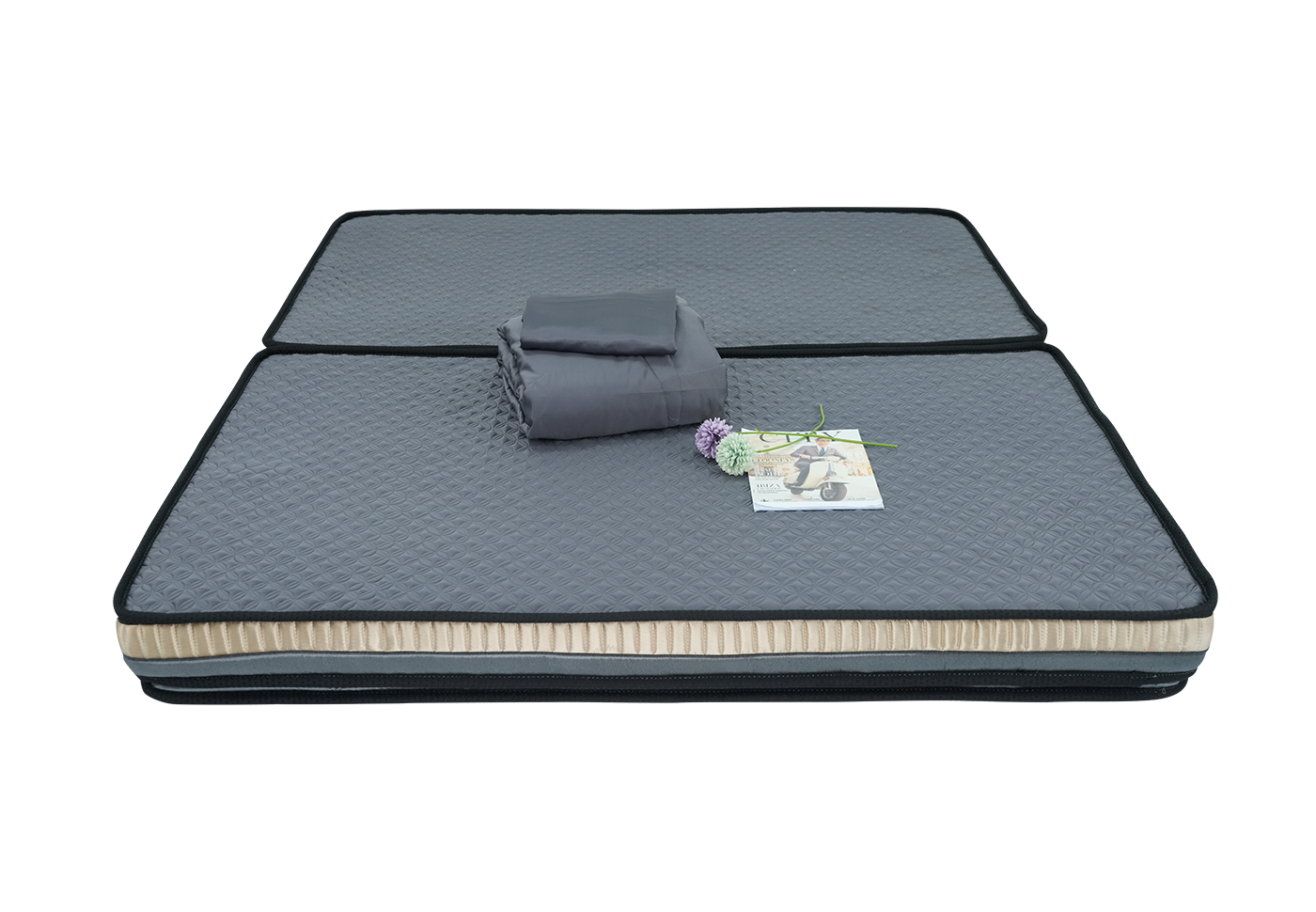 Nệm cặp đôi tổng hợp 3 viền ngáp S’BED MIXED INGGO/TECHWOOD, Vải tencel 1 màu