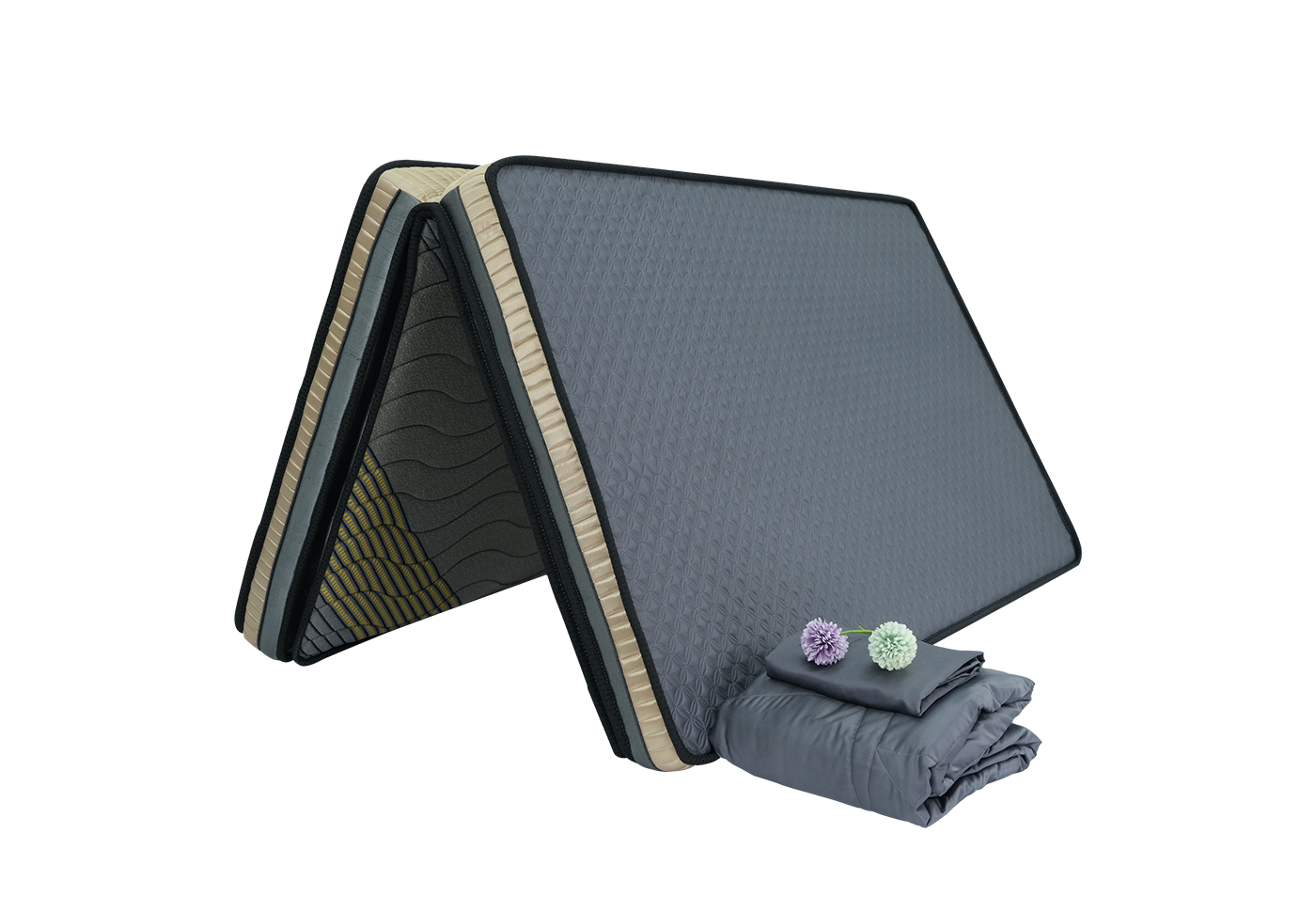 Nệm cặp đôi tổng hợp 3 viền ngáp S’BED MIXED INGGO/TECHWOOD, Vải tencel 1 màu