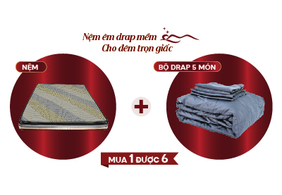 Nệm cặp đôi tổng hợp 3 viền ngáp S’BED MIXED INGGO/TECHWOOD, Vải tencel 1 màu