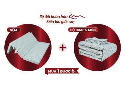 Nệm cặp đôi bông ép  S'BED FIBER KOREA/SEOUL, Vải tencel hoa 