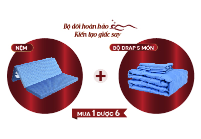 Nệm cặp đôi bông ép S'BED FIBER NEWYORK/TEXAS, Vải tencel 1 màu 
