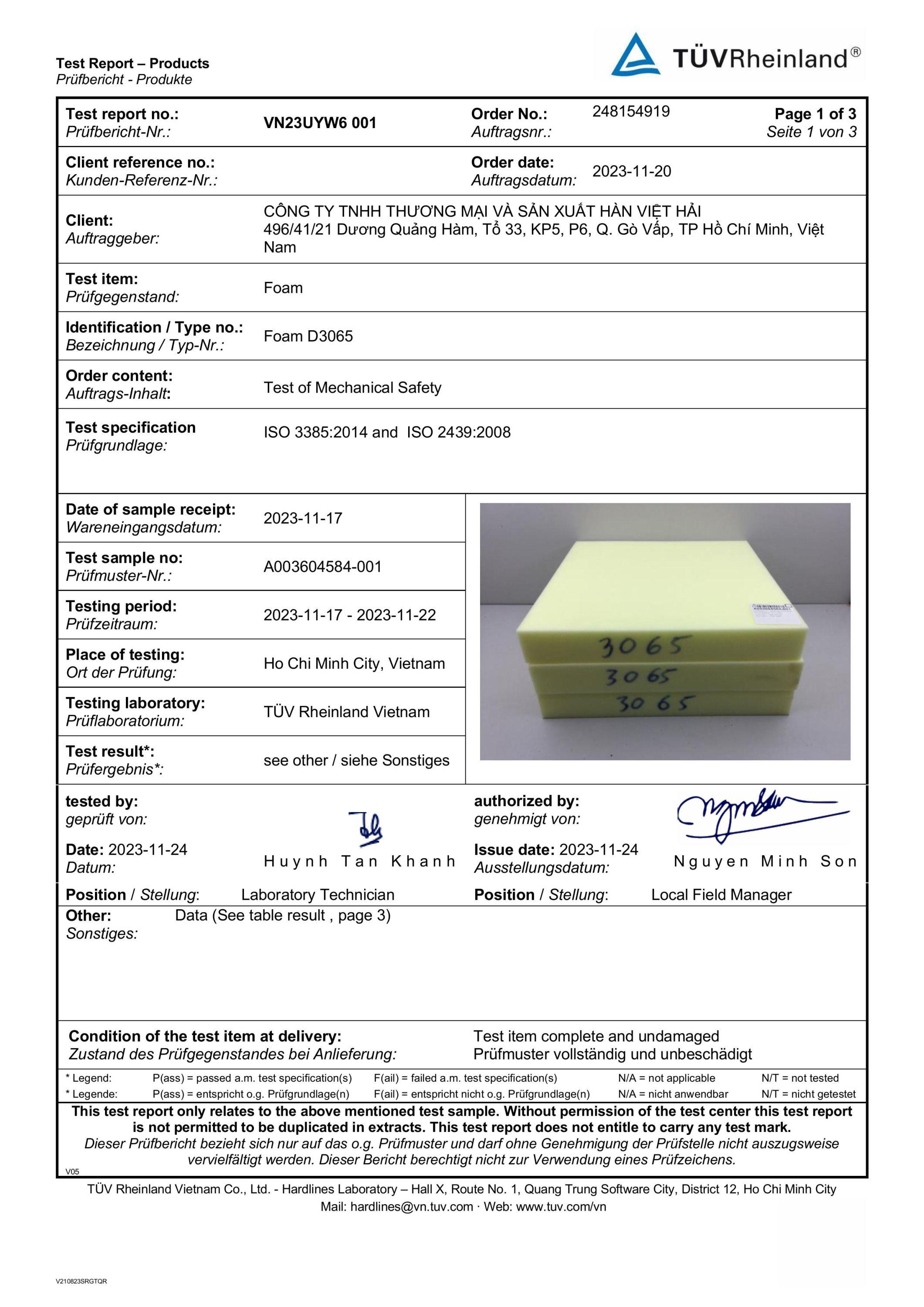 Tổ chức TUV Rheinland - Đức chứng nhận