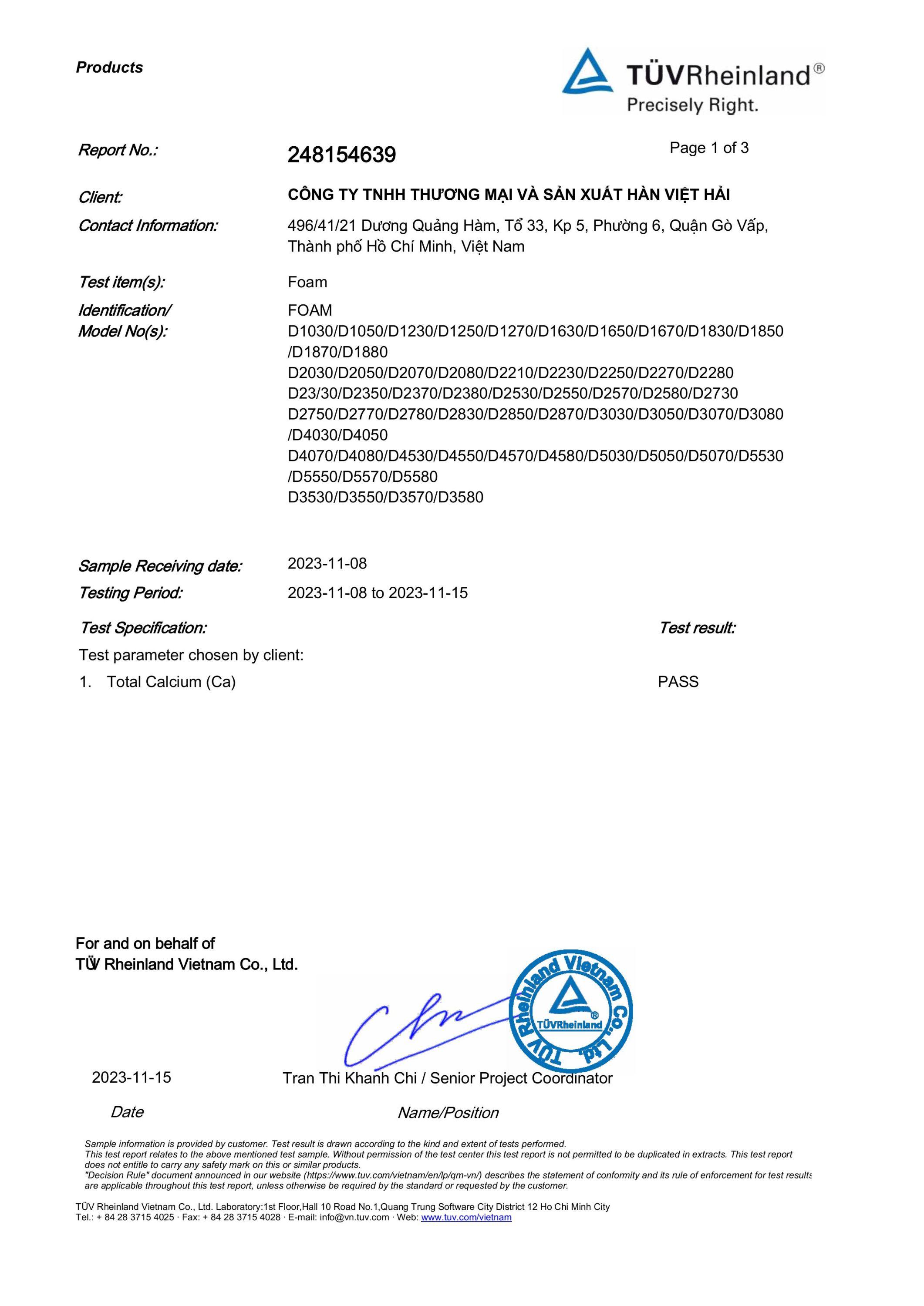Tổ chức TUV Rheinland - Đức chứng nhận