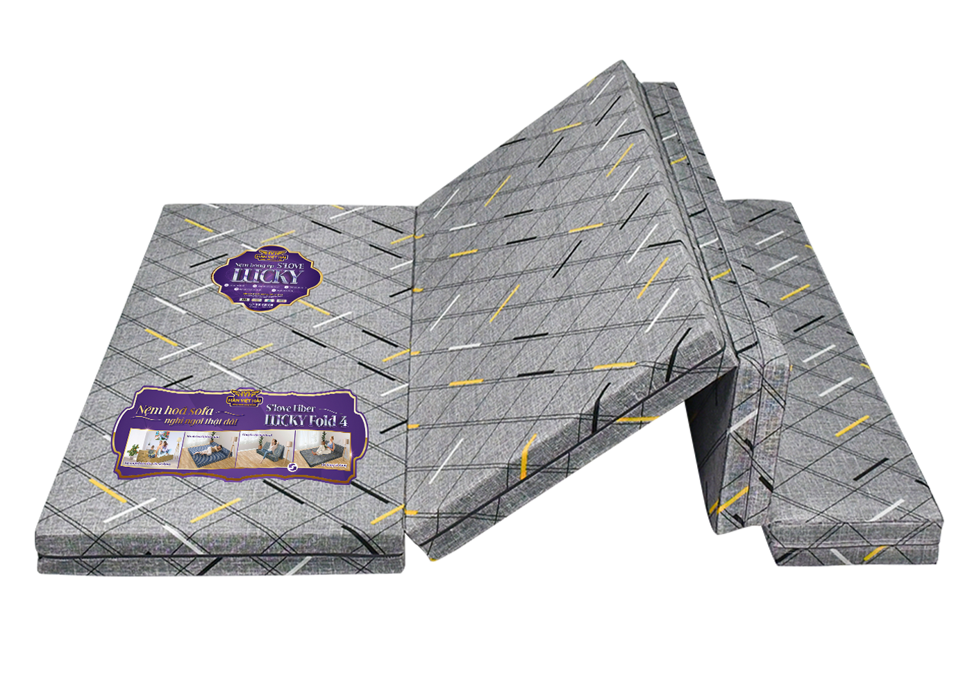 Nệm bông gấp 4 tiện ích S'LOVE FIBER LUCKY FOLD 4, Vải Valize