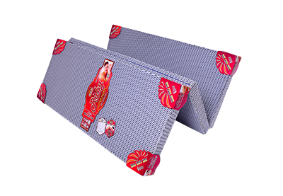 Nệm gấp 3 bông ép khoan lỗ RUBY, vải xốp gấm hoặc vải 4D